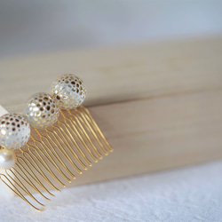 ドイツ金箔玉・ヘアコーム（clear gold)～着物コーディネイトを愉しむ髪飾り 2枚目の画像