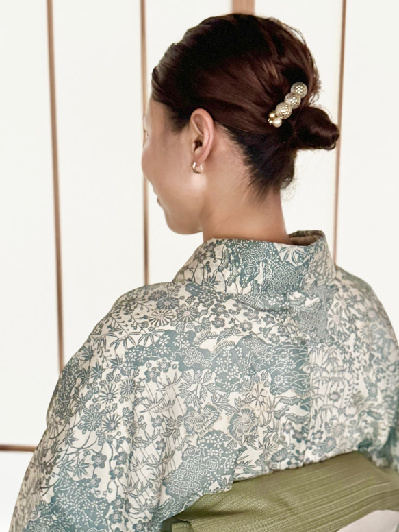 ドイツ金箔玉・ヘアコーム（clear gold)～着物コーディネイトを愉しむ髪飾り 5枚目の画像