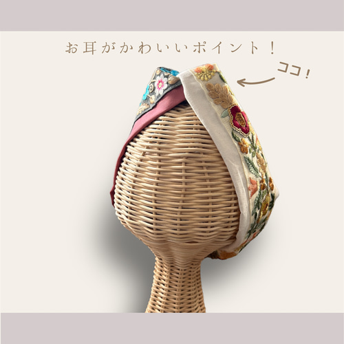 インド刺繍リボンで作ったオリジナルヘアバンド☆ピンクピンク