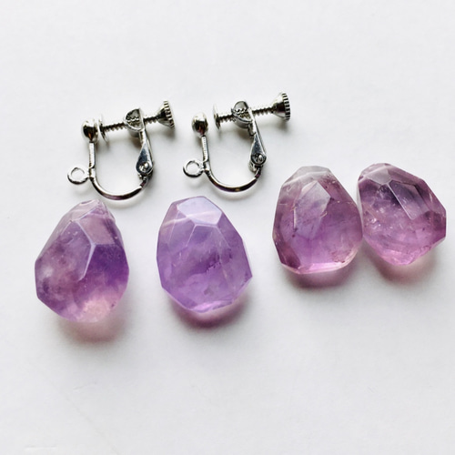 完売御礼 #30 ゼリー菓子のような 紫水晶 【まとめ買い3ペア】大粒