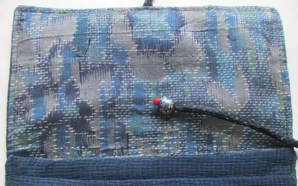 ６９９８　正藍縮の反物で作った和風財布・ポーチ　＃送料無料 7枚目の画像