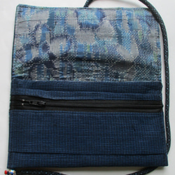 ６９９８　正藍縮の反物で作った和風財布・ポーチ　＃送料無料 5枚目の画像