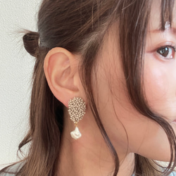 ビーズ刺繍アクセサリー/ビーズアクセサリー/イヤリング/淡水パール/入園式/入学式/春イヤリング/くすみカラー/ピアス 11枚目の画像