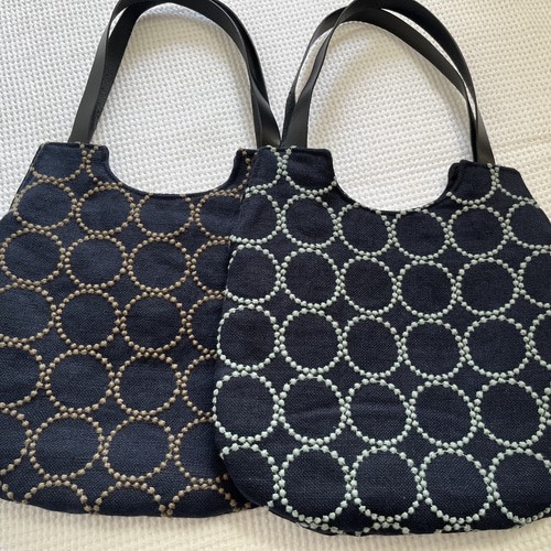 ミナペルホネンtambourineのしずくバッグLサイズ navy + khaki トート