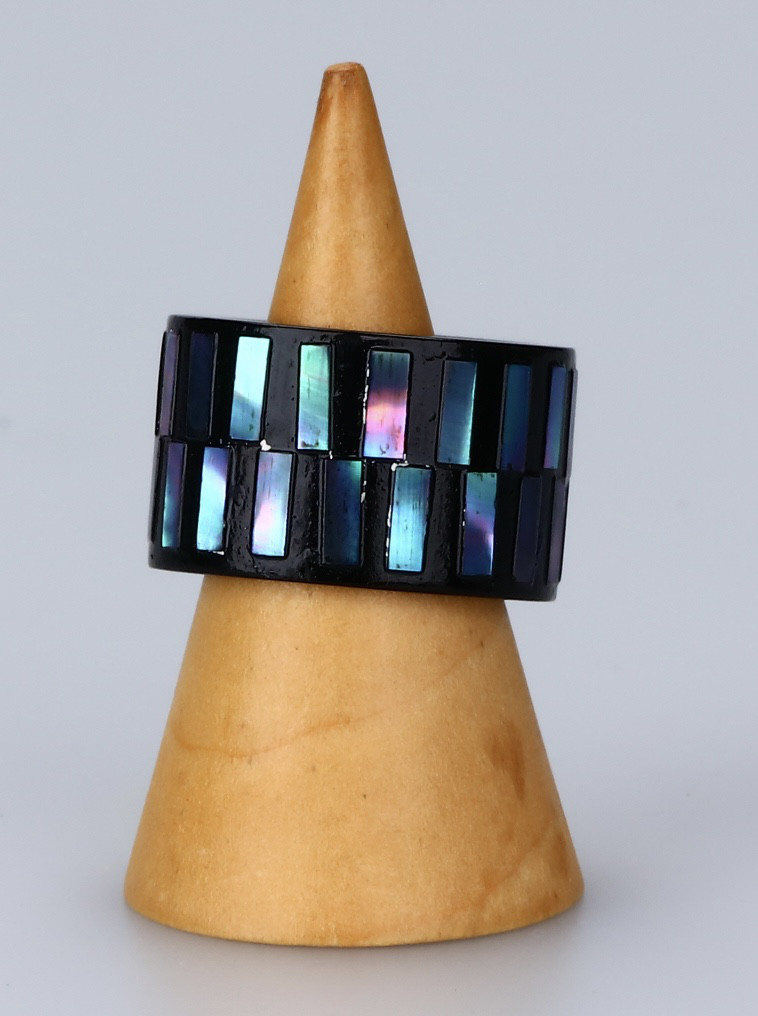 「螺鈿市松模様」指輪リング漆黒