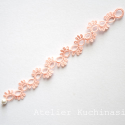 梭織蕾絲棉質珍珠手鍊 &lt;Sakura&gt; 第1張的照片