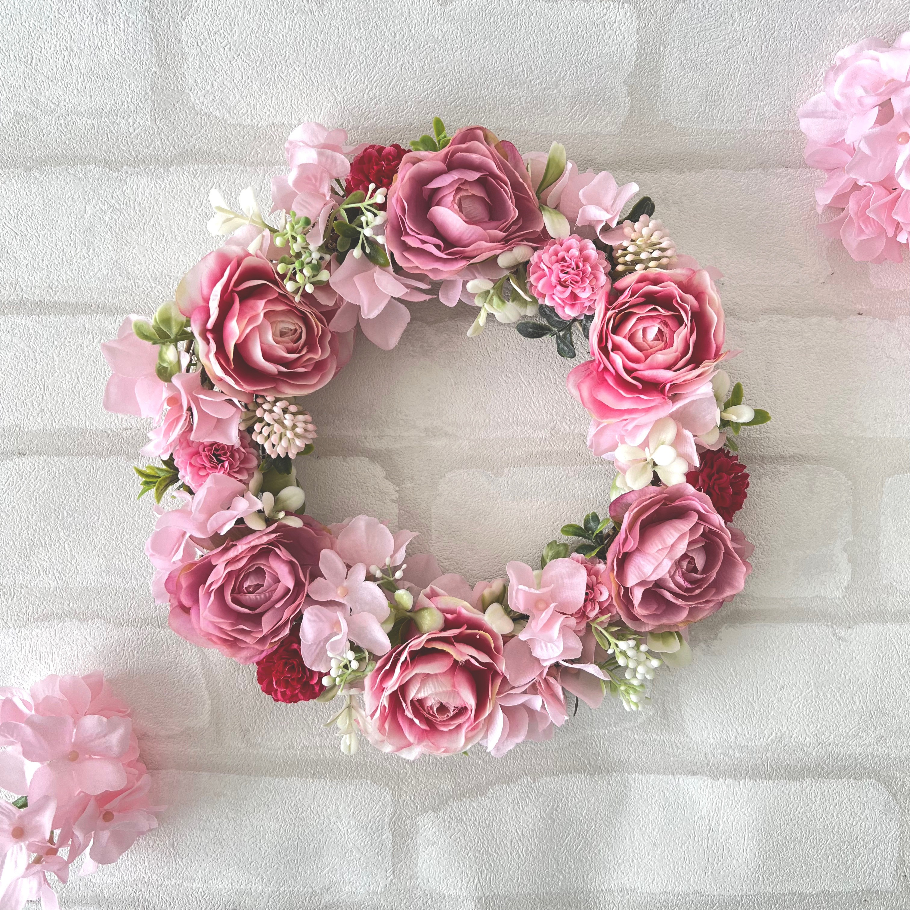 SweetPinkラナンキュラスのリース