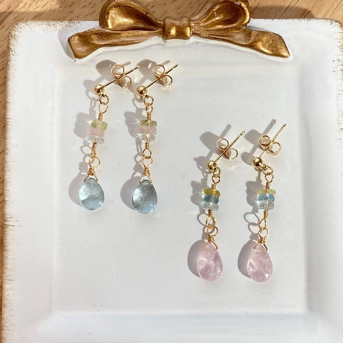 ミックスベリルのパステルシュガーなピアス(マリンブルー) ピアス