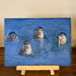 【日本画】海に潜むアザラシ 2枚目の画像