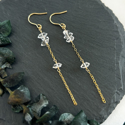 キラキラ ラフロック クリスタル ハーキマーダイヤモンド しゃらしゃら ピアス 最高級ハーキマーダイヤモンド（ラフロック・ツインストーン