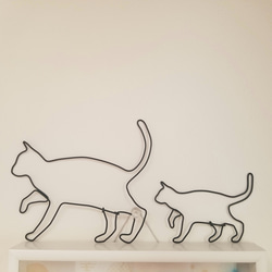 ねこのさんぽ【 親 ねこ 】 ワイヤーアート ハロウィン ウォールデコ 看板  シルエット 猫 かわいい インテリア雑貨 6枚目の画像