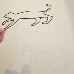 ねこのさんぽ【 親 ねこ 】 ワイヤーアート ハロウィン ウォールデコ 看板  シルエット 猫 かわいい インテリア雑貨 5枚目の画像