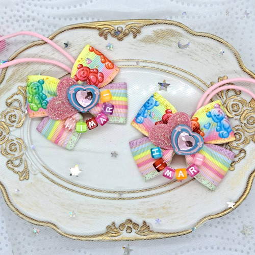 ✨お名前入りゆめかわリボンヘアゴム✨ 雑貨・その他 Fairy