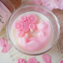 桜とねこのソイキャンドル - Sakura Cat - GLASS JAR CANDLE S 2枚目の画像