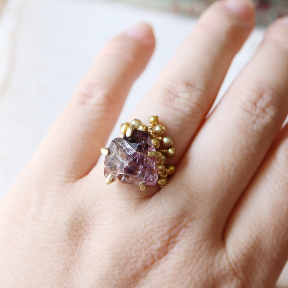 [獨一無二的物品] 原石紫水晶耳環/耳環 第11張的照片