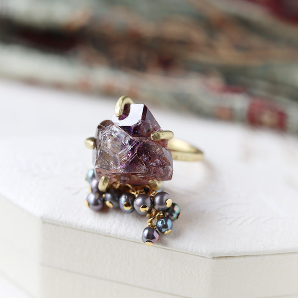 [獨一無二的物品] 原石紫水晶耳環/耳環 第8張的照片