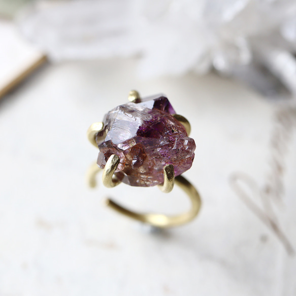 [獨一無二的物品] 原石紫水晶耳環/耳環 第2張的照片