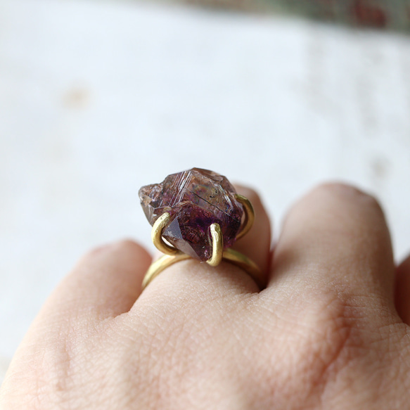 [獨一無二的物品] 原石紫水晶耳環/耳環 第10張的照片