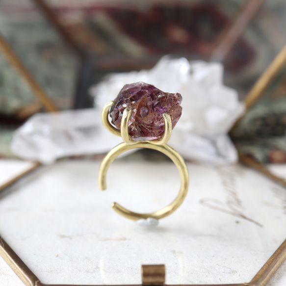 [獨一無二的物品] 原石紫水晶耳環/耳環 第5張的照片
