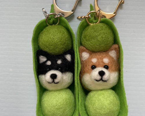 はんどわーくベーる 羊毛フェルト 柴だんご1点柴枝豆3点　4点セット はんどわーくベーる 羊毛フェルト 柴だんご1点柴枝豆3点　4点セット