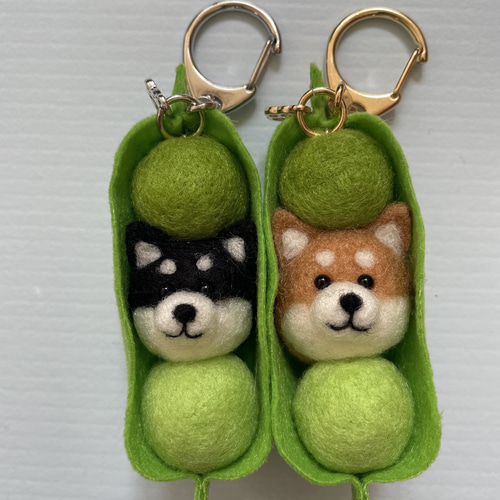 はんどわーくベーる 羊毛フェルト 柴だんご1点柴枝豆3点　4点セット ⭐︎yu様ご注文品⭐︎枝豆柴ワンコ 羊毛フェルト はんどわーくべ