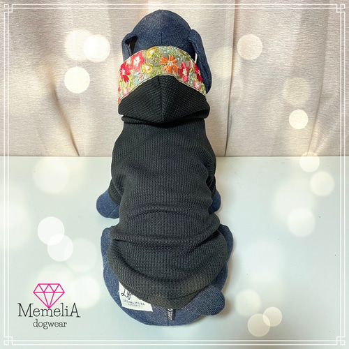 犬服ハンドメイド♡刺繍フリース*デニムリボン刺繍 犬服ハンドメイド♡刺繍フリース*デニムリボン刺繍