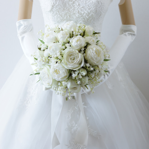 【さき】ウェディングブーケ&ブートニア　ドライフラワー2点セット　結婚式 ウェディングブーケ&ブートニア ドライフラワー2点セット 結婚式