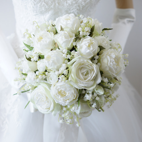 【さき】ウェディングブーケ&ブートニア　ドライフラワー2点セット　結婚式 ウェディングブーケ&ブートニア ドライフラワー2点セット 結婚式
