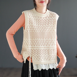 手編みベスト ☑︎Tops 手編み2wayニットベスト Price 26,000+tax Color IVORY