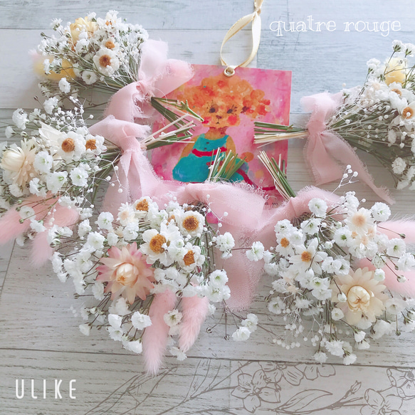 春のミニブーケ♡かすみ草ドライフラワーガーランド ドライフラワー  