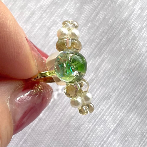 アシンメトリー イヤークリップ ピアス イヤリング セット 緑