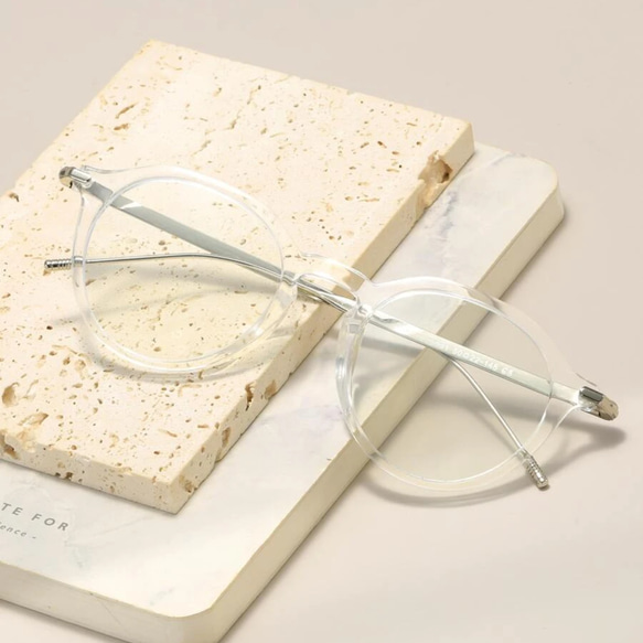 ラスト》ラウンドフレーム・クリア×シルバー｜老眼鏡、だてメガネ