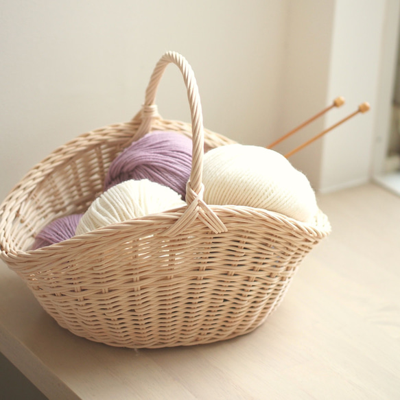 さえら かご フリル付きラタンバスケット さえら かご フリル付き