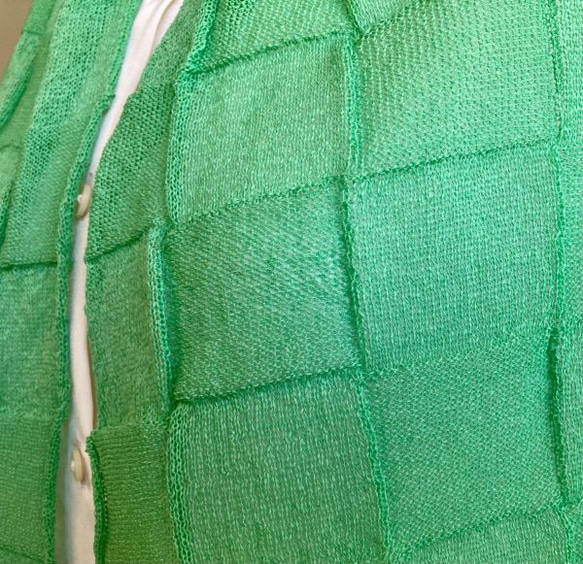 【春夏】『和紙』で編んだ、か～るい格子柄大判ニットストール 5枚目の画像