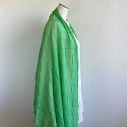 【春夏】『和紙』で編んだ、か～るい格子柄大判ニットストール 4枚目の画像