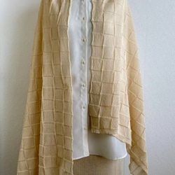 【春夏】『和紙』で編んだ、か～るい格子柄大判ニットストール 9枚目の画像