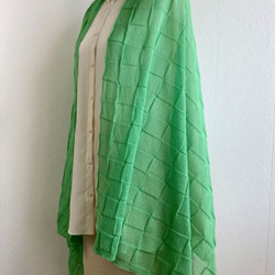 【春夏】『和紙』で編んだ、か～るい格子柄大判ニットストール 1枚目の画像