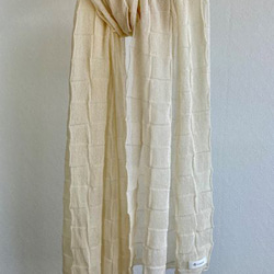 【春夏】『和紙』で編んだ、か～るい格子柄大判ニットストール 13枚目の画像