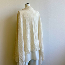 【春夏】『和紙』で編んだ、か～るい格子柄大判ニットストール 8枚目の画像