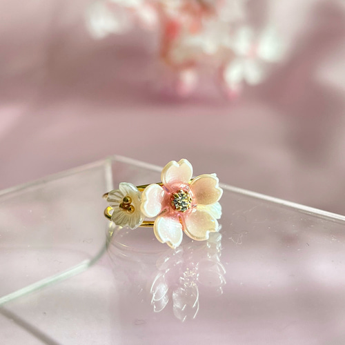 花あかり 桜リング Birth stone ver.