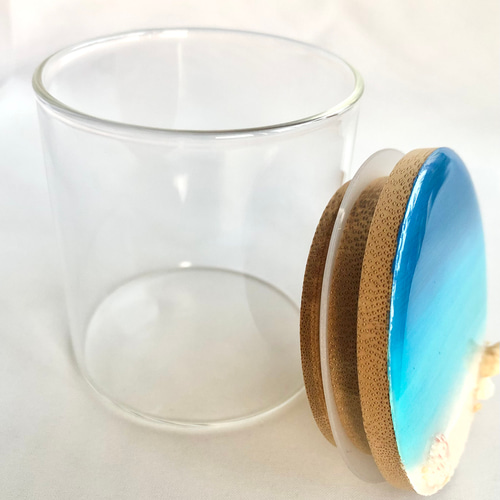 海レジンガラスキャニスター 海レジンアート 小物入れ 保存容器  