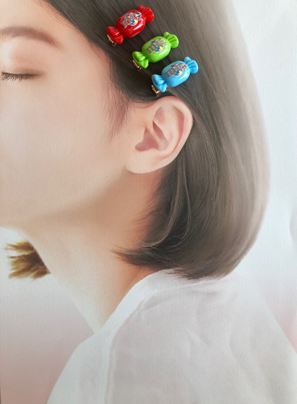 【6色 mキャンディ】髪留め ヘアクリップ フェイクフード ミニチュアフード スイーツデコ 6枚目の画像