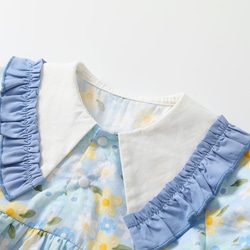 [73-110cm] レースのセーラー襟の小花柄な子ども服 夏の半袖ワンピース -   XQ2313 5枚目の画像