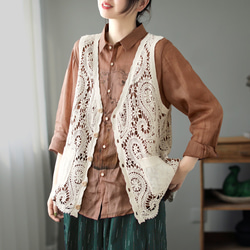 レース カーディガン 袖なし レディースカーディガントップス