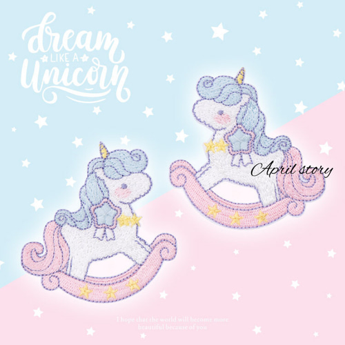 2枚セット/かわいいユニコーン /刺繍ワッペン/アイロン・シール両用