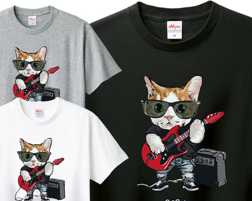 SWAG DJ猫Tシャツ　スタッズ付き nekomemedjnek1.jpg