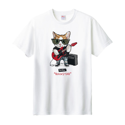 Tシャツ ロックスター 猫 かわいい おしゃれ おもしろ ネコ ティシャツ 2枚目の画像