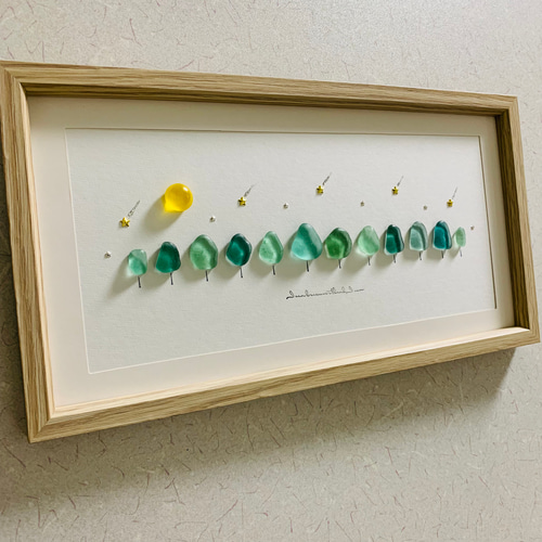 シーグラスアート 大きいサイズ インテリア雑貨 北欧 ガラス細工 海の