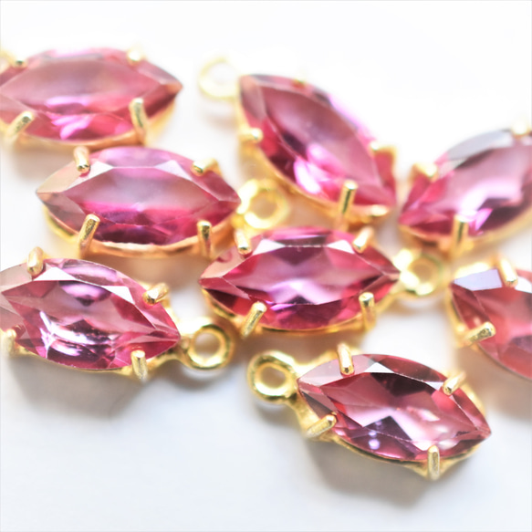 【數量有限】春季彩色散裝珠寶粉紅色托帕石欖尖形寶石手術不銹鋼項鍊 40 厘米 第2張的照片