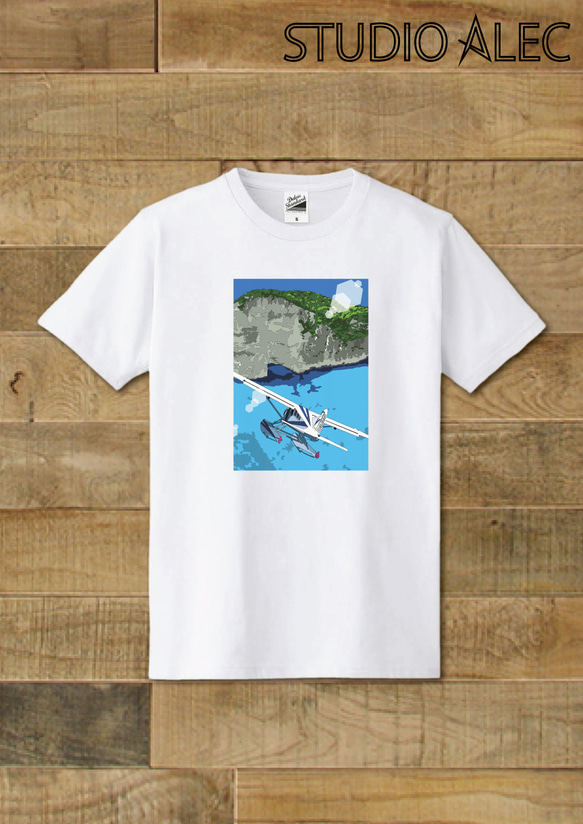 Tシャツ　南国イラスト　「誰も知らない旅へ」 1枚目の画像